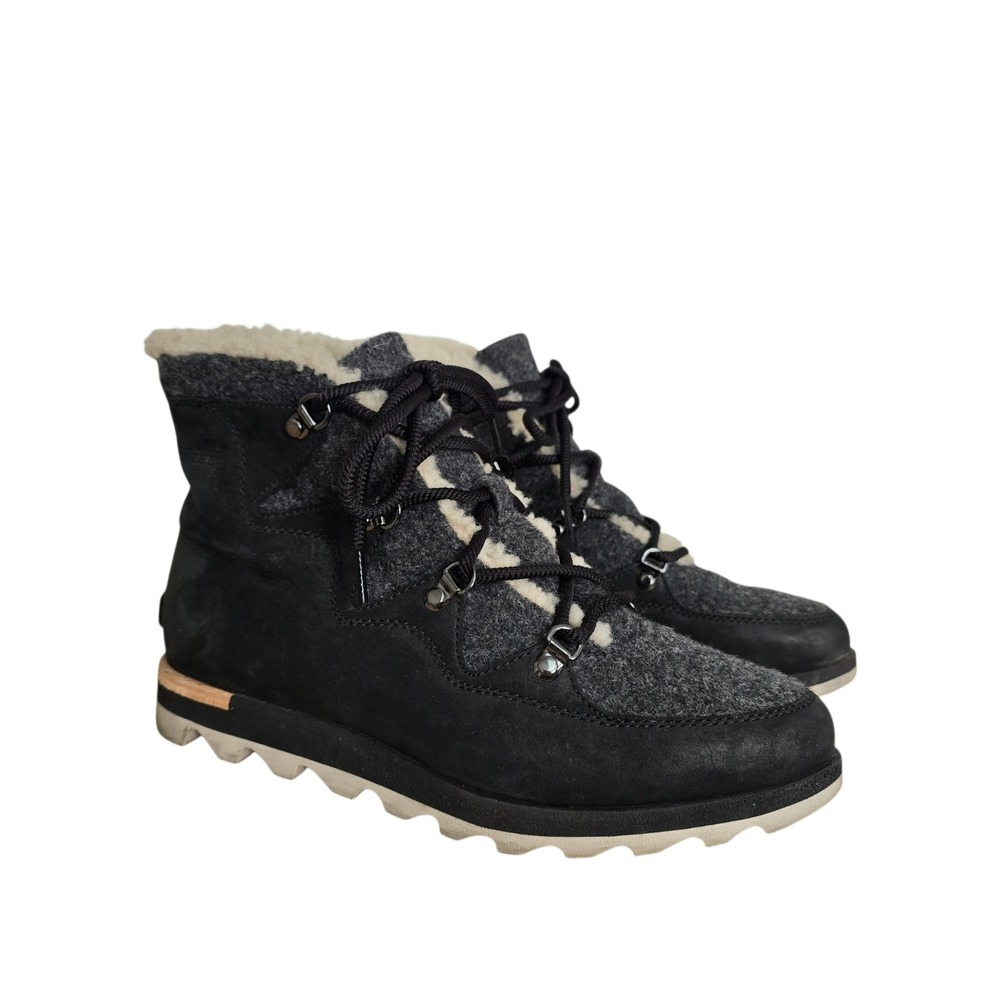 Sorel Kinetic Short Lace Black Waterproof Winter Boots NL2757-011 Womens‎ 9.5